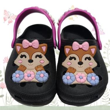 Imagem de Sandália Infantil Feminina Babuche Estampa de Raposinha Leve e Confort