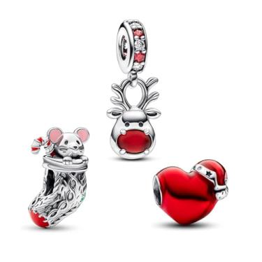 Imagem de TCZNAF Berloques de flores da moda para a família para pulseiras, contas Love Mom, pingentes pendentes de Natal para mulheres, 4.5mm-5mm, Zircônia cúbica, Zircônia cúbica