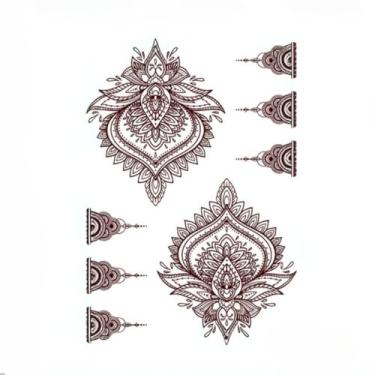 Imagem de Tatuagem Postiça Adesiva Estilo Henna Mandala e Tribal
