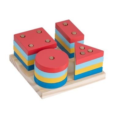 Imagem de BRW Brinquedo Educativo Prancha de Selecao Formas Geometricas Madeira 16 Pecas