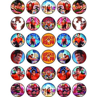 Imagem de "30 topos de cupcake comestíveis com designs de aventura de arcade | Decorações de bolo de folha de wafer sem cortes"