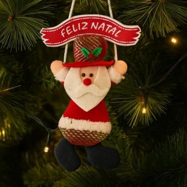 Imagem de Enfeite de Natal de Pendurar com Placa Feliz Natal 32x19cm – Decoração Natalina para Porta, Parede ou Árvore de Natal - Shop100 (Papai Noel)