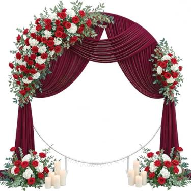 Imagem de Tecido drapeado de arco de casamento 73,7 cm x 19 m cortinas transparentes para pano de fundo cerimônia de casamento recepção decoração de teto cortina decoração de chá de panela de bebê (Borgonha, 3