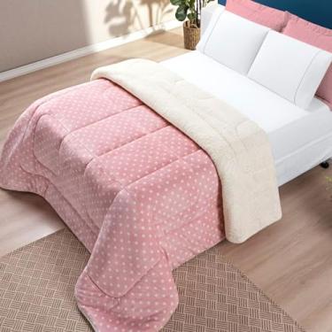 Imagem de Coberdrom Solteiro Sherpa e Manta Petit Poá 01 Peça Rosa