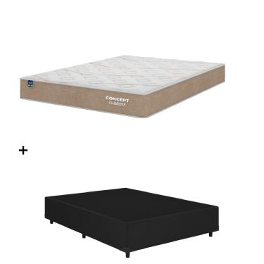 Imagem de Cama Base Box Casal Preto Colchão Concept Dream Molas Ensacadas 138x188 - Plumatex