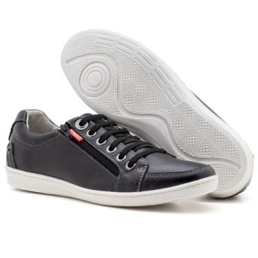 Imagem de Sapatênis Casual Masculino em Couro legítimo Preto Resistente - Ranste