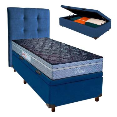 Imagem de Kit Cama Box Bau + Cabeceira + Colchão Solteiro Molas Ensacadas - Petrus - Paropas