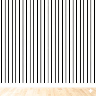 Imagem de Papel De Parede Adesivo Listrado Preto e Branco PVC Lavável 5m Decoração