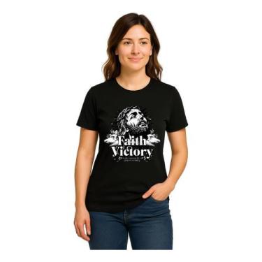 Imagem de Camiseta Feminina Algodão Religião Fé Cristã Gospel Jesus - Religião E