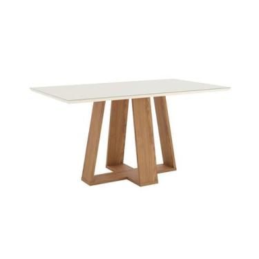 Imagem de Mesa Jantar Lins 160 Canto Arredon Vidro Nature/Off White - Henn