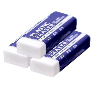 Imagem de Pacote com 3 borrachas brancas grandes para escola, exame e escritório, borrachas de lápis a granel para esboçar, remoção sem manchas, borracha de esboço de artista para detalhes precisos