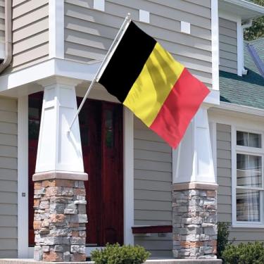 Imagem de Bandeira da Bélgica de 9,5 x 1,5 m - Cor vívida e à prova de desbotamento - Cabeçalho de lona e costura dupla - Bandeiras nacionais belgas poliéster com ilhós de latão 9,5 x 1,5 m