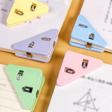 Imagem de Grampo de papel de canto transparente, 5 peças, clipe multifuncional para escritório, cor clara