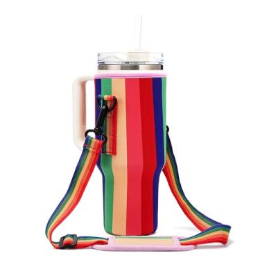 Imagem de Bolsa de transporte para garrafa de água com alça ajustável para celular Stanley 30 1,134 g, capa tiracolo isolada de neoprene para caminhadas, acampamento, trilhas, viagens