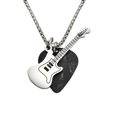 Imagem de Colar de palheta de guitarra para mulheres, homens, amantes de música, presentes de aniversário para amantes de guitarra, colar de música para mulheres e homens, colares musicais para músico