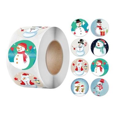 Imagem de 500 peças bonito boneco de neve Natal circular desenho animado adesivo presente de feriado DIY adesivo adesivo 25 mm