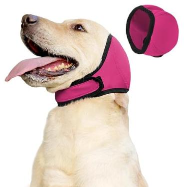 Imagem de Protetores de ouvido impermeáveis para cães para banho, secagem, natação, alívio da ansiedade, elástico (rosa, G)