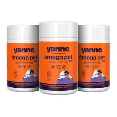 Imagem de Yanno Ômega 3 Concentrado Cães e Gatos – Suplemento Nutricional EPA + DHA com Vitaminas A e E e Selênio – Pele e Pelagem Saudáveis, Suporte Articular e Imunológico – Kit 3 Un (3×30 Cáps) Sabor Carne