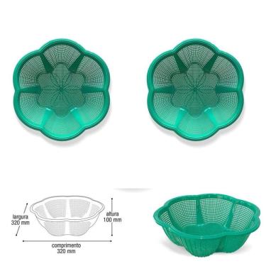 Imagem de Kit 2 Cesto Fruteira De Centro De Mesa Cor Verde Plástico