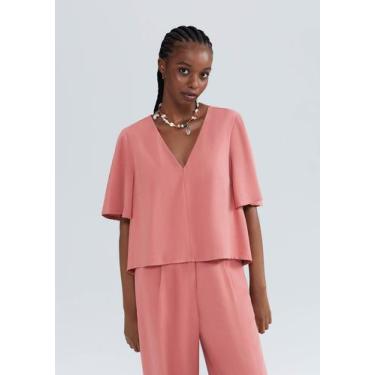 Imagem de Blusa Feminina Manga Sino Em Peach Touch - Hering, P, Goiaba