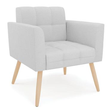 Imagem de Poltrona Elisa Linho Cinza A05 Pés Palito Natural - D'rossi