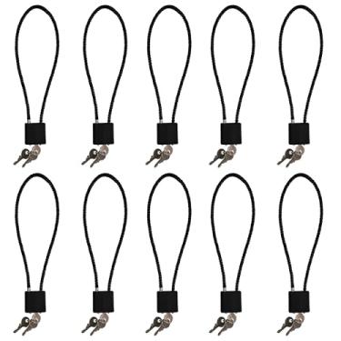 Imagem de TaShow Fechaduras de arma, 10 peças de cabo de bloqueio de arma de aço resistente com corpo coberto e ajuste universal, travas de cabo com chaves e proteção não autorizada para a maioria das pistolas