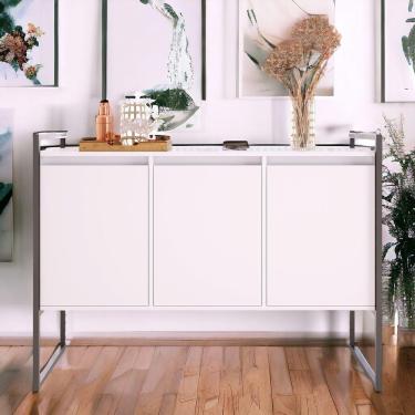 Imagem de Buffet Aparador Industrial 3 Portas Porto - Branco E Preto Branco E Preto