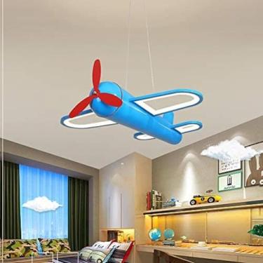 Imagem de Luzes Pendentes Led Para Quarto Infantil Em Altura Ajustável, Lâmpada Pendente Para Crianças De Aeronaves De Design Artístico, Luz Criativa Para Quarto Infanti, Yellow Warm Light, 60CM