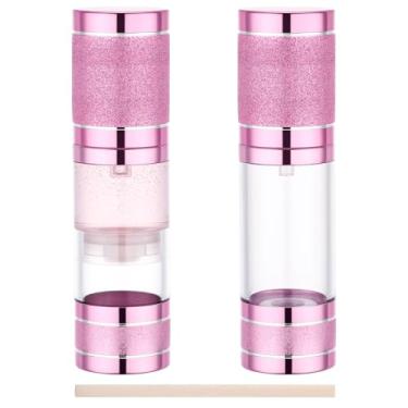 Imagem de Segbeauty Dispensador de loção Airless de 30 ml, frascos de viagem recarregáveis, 2 recipientes pequenos para cuidados com a pele para viagem para artigos de higiene pessoal, frascos de 30 ml rosa