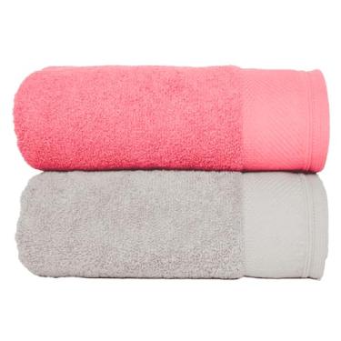 Imagem de Kit 2 Toalhas de Banho Grandes e Macias 100% Algodão Premium Eleganz 530g Alta Absorção e Conforto (Gris e Terracota)
