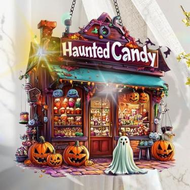 Imagem de Apanhador solar de acrílico colorido, decoração de janela suspensa de Halloween com design de vitral impresso, apanhador de sol, arte de parede de arco-íris, ideia de presente e ornamento de jardim