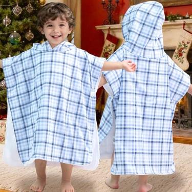 Imagem de VOOVA & MOVAS Poncho de toalha com capuz de duas camadas para bebês (2 a 4 anos, 50 x 53 cm) | Algodão ultramacio e absorvente | Toalha de banho infantil grossa para natação, praia, chuveiro e inverno