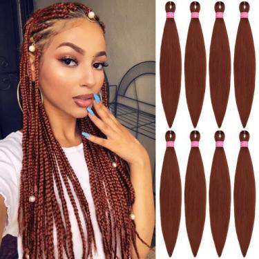 Imagem de Braiding Hair AQINBEL, pré-esticado, 26 polegadas e 8 pacotes, gengibr
