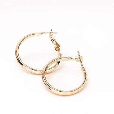 Imagem de Brinco Argola Redonda Dourada Prateada Antialérgico Bijuteria Folheado