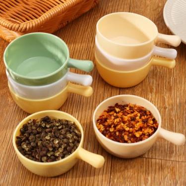 Imagem de Conjunto de 5 tigelas de plástico de grau alimentício, tigelas redondas para condimentos, pequenos acompanhamentos para molho de tomate, soja de sushi, prato de molho, churrasco (cor aleatória, 6 x 6