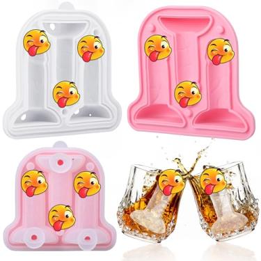 Imagem de Hoolerry Formas de cubos de gelo, formas divertidas, máquina de bola de gelo de silicone com tampa para coquetéis de uísque, suco, bebidas, acessórios de artesanato, presente de elefante branco (rosa