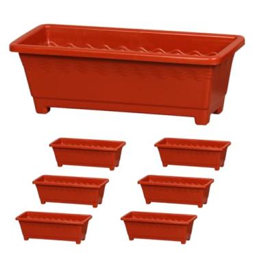 Imagem de Vaso de Planta, Kit 6 Vasos Floreira Jardineira de Plástico 9,5 Litros Preto E Marrom de Flor Horta Tempero Grande(MARROM)