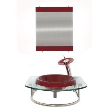 Imagem de Gabinete de Vidro 60cm para banheiro Mônaco - EKASA, Vermelho Cereja