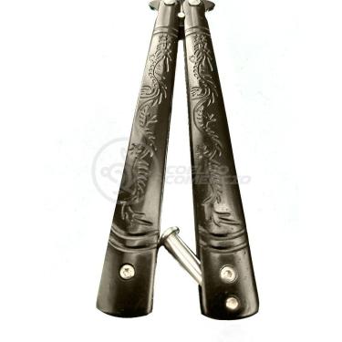 Imagem de Knife Black Butterfly Preta Borboleta Dobrável Inox