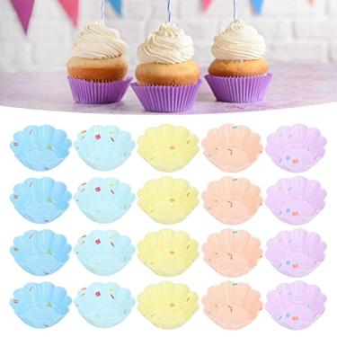 Imagem de 20 peças de molde pequeno para bolos de silicone, mini suportes de cupcake, reutilizáveis, fáceis, antiaderentes, para muffins, donuts, bolos de chocolate com design colorido para artesanato de