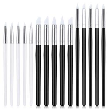 Imagem de Pincel de silicone, 15 peças, ferramenta de escultura de argila de silicone, ponta de borracha, caneta de acrílico para esculpir argila de polímero, artesanato, pintura, unhas, arte, cola, cerâmica