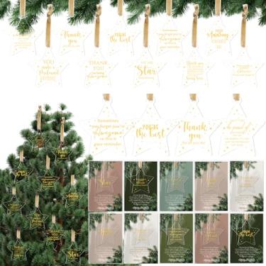 Imagem de Colingmill 100 conjuntos de presentes de agradecimento, enfeite de Natal para estrela da equipe, placa de pendurar de acrílico, com cartão, presente de agradecimento, para colega de trabalho
