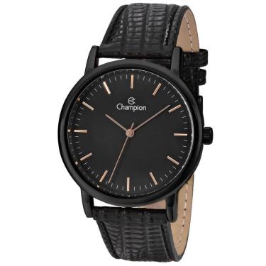 Imagem de Relógio Champion Feminino Preto Couro Cn20042n