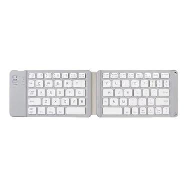 Imagem de Teclado dobrável de bolso BT com interruptor de tesoura compatível com iOS/Android/Windows laptops tablets celulares branco
