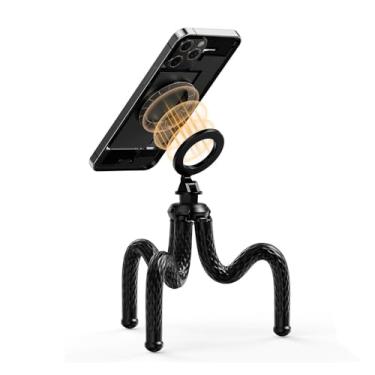 Imagem de Tripé Magnético Flexível Para Celular M4g-S4f3 E Câmera De Ação. Suporte Adaptável Para Gravação De Vídeos, Lives, Bicicleta, Esteira E Carrinho De Bebê. Ideal Para Criadores De Conteúdo