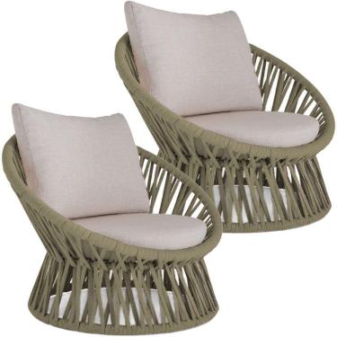 Imagem de 2 Poltrona área Externa Monza Alumínio Pintura Corda Náutica Rami