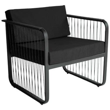 Imagem de Poltrona área Externa Santiago Alumínio E Fibra Sintética Preto-preto