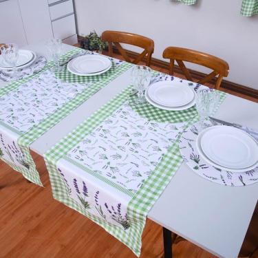 Imagem de Caminho De Mesa Tropical Estampado 2 Peças 1,25m X 43cm Microfibra Lavanda