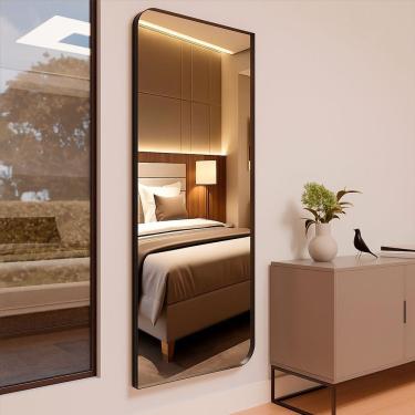 Imagem de Espelho Orgânico Moldura Couro 110x50cm 150x60cm 170x70cm Corpo Inteiro Quarto Sala 110cm x 50cm