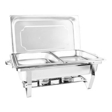 Imagem de Rechaud Retangular 9 L Com 2 Cubas 1/2 Banho Maria Revomax